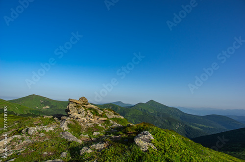 Stones on the top of the mountain in the Carpathians