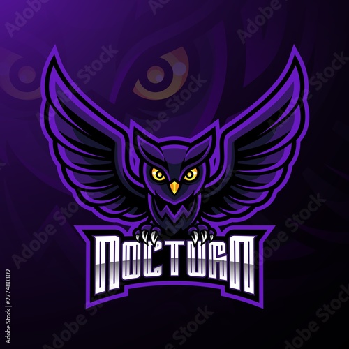 Nocturnal bird owl mascot logo design