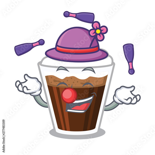 Juggling Irish coffe in the character shape