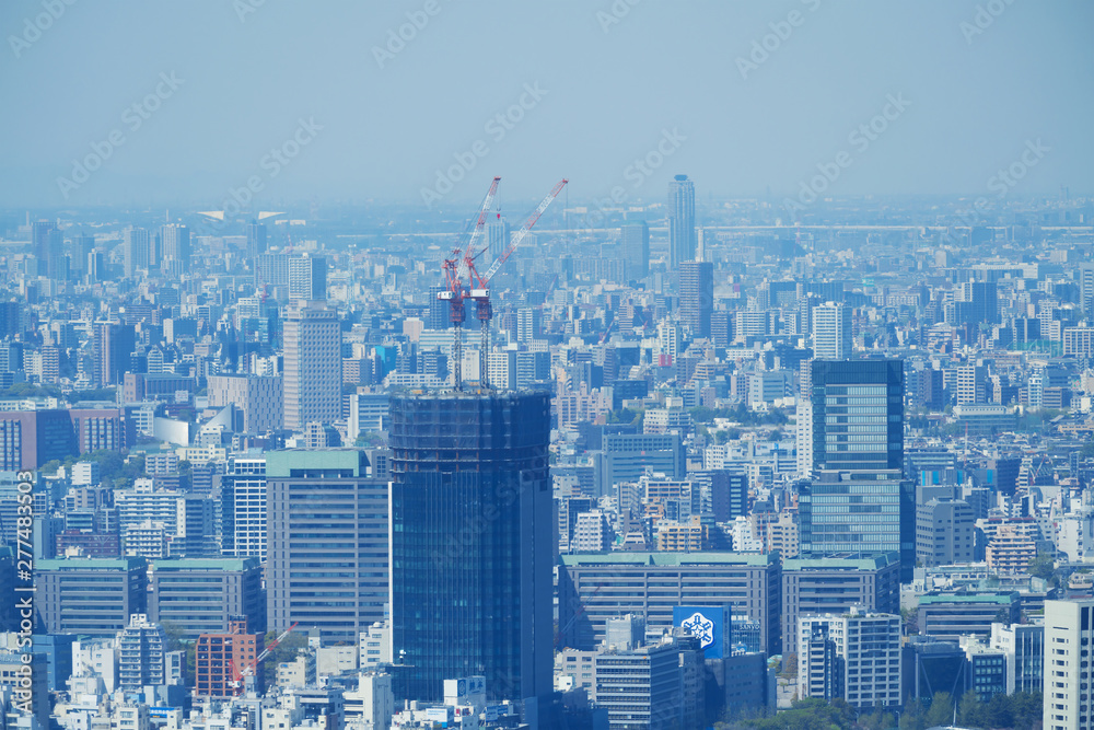 東京都市風景　六本木から望む　四谷方面　高層ビル　　建設中　2019年