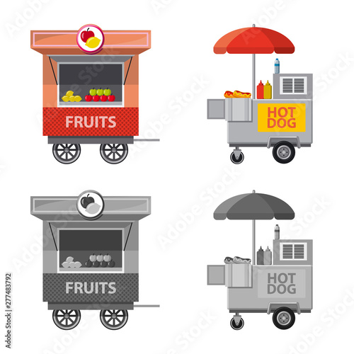 Vector design of market and exterior symbol. Collection of market and food stock symbol for web.