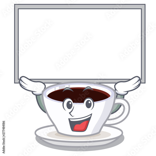 Up board latte macchiato isolated with the mascot