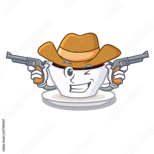Cowboy latte macchiato isolated with the mascot
