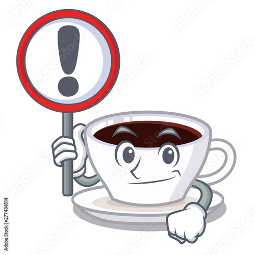 With sign latte macchiato isolated with the mascot
