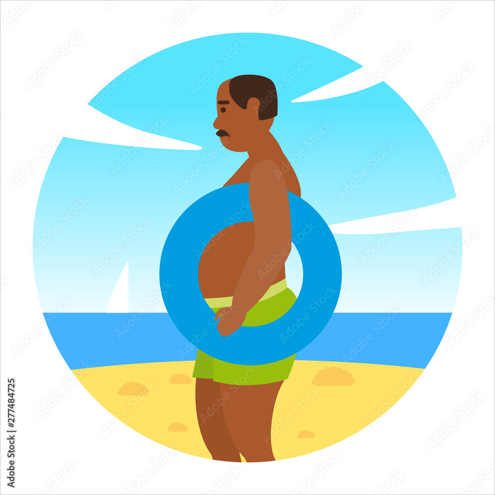 Icon activty on ocean sea summer man with a swimming circle beach