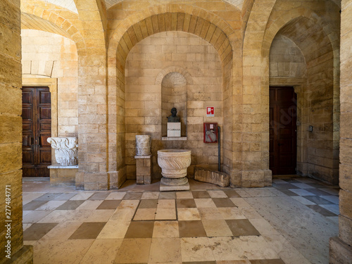 The Provincial Archaeological Museum in the Piazza Duomo of the ancient coastal city of Brindisi, Italy, in the Southern Puglia region. June 2019 photo