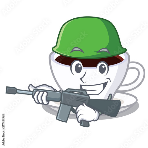 Army latte macchiato isolated with the mascot
