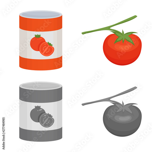 Isolated object of vegetable and delicious sign. Collection of vegetable and natural vector icon for stock.