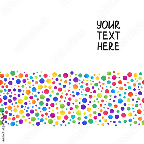 Simple Background of Line of Gradient Colorful Circles on White Backdrop.