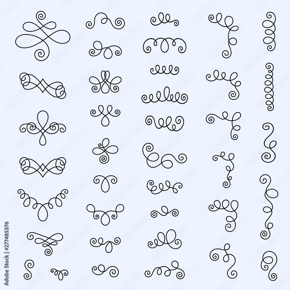 Set of Ornamental Lines for Postcard, Greeting, Card, Invitation, Congratulation, Wish. Set of Ornamental Lines for Postcard, Greeting, Card, Invitation, Congratulation, Wish.