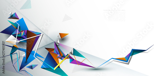 Vector 3D Geometric, Polygon, Line,Triangle pattern shape for wallpaper. Illustration low poly, polygonal design with white gray color background. Abstract science, futuristic, web, network concept