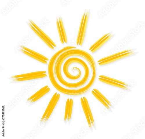 A symbol of the bright summer sun with beams.