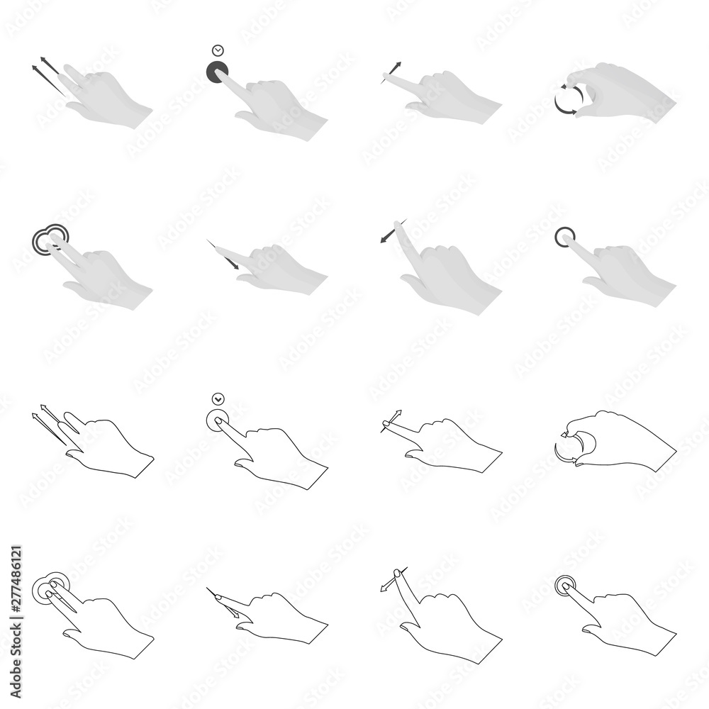 Vector design of touchscreen and hand sign. Collection of touchscreen and touch vector icon for stock. Vector design of touchscreen and hand sign. Collection of touchscreen and touch vector icon for stock.