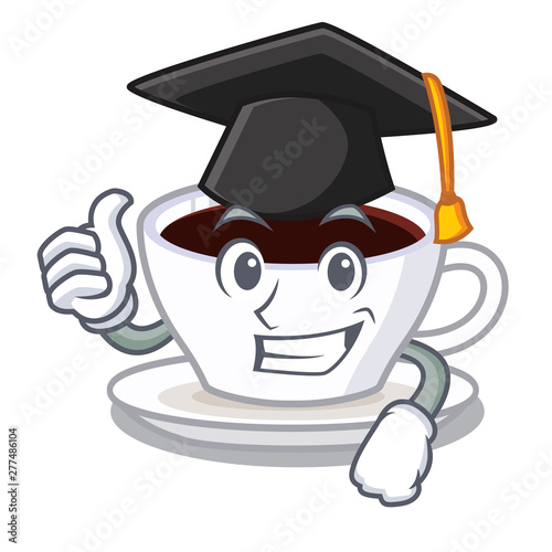 Graduation latte macchiato poured in cartoon glass