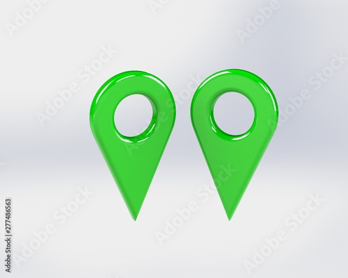 Free Download LOCATION Glossy green Arrow The concept of tagging needles, important places to sign in to create route searches Isolated on a white background 3D 3D rendering - illustration - GFXLoad