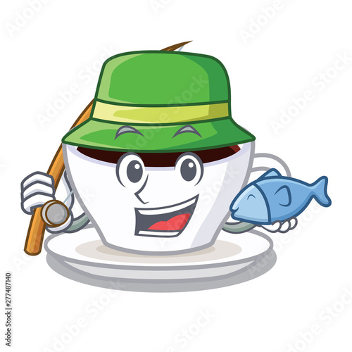 Fishing latte macchiato in the cartoos shape