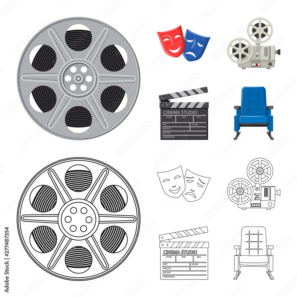 Vector design of television and filming sign. Set of television and viewing stock vector illustration.