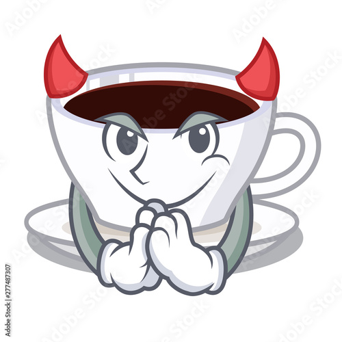 Devil latte macchiato in the cartoos shape