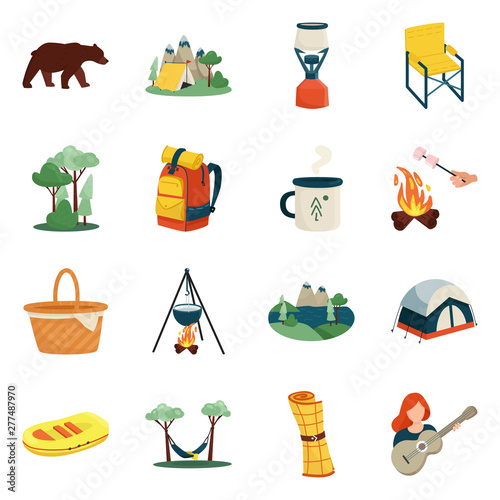 Vector design of picnic and nature icon. Collection of picnic and travel stock symbol for web.