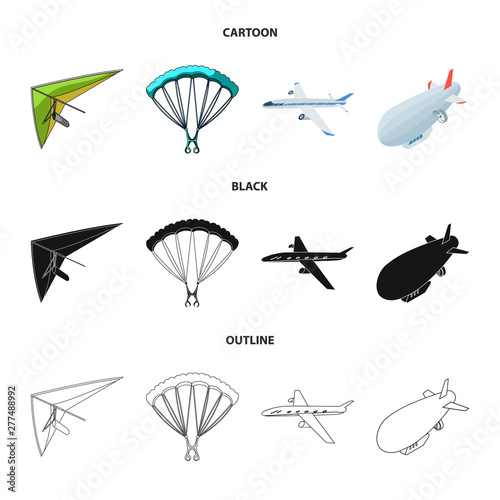 Vector design of transport and object symbol. Collection of transport and gliding stock vector illustration.