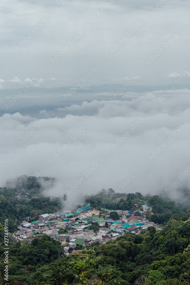 Foggy hills in mountain 