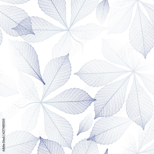 Seamless pattern with chestnut leaves .Vector illustration. 