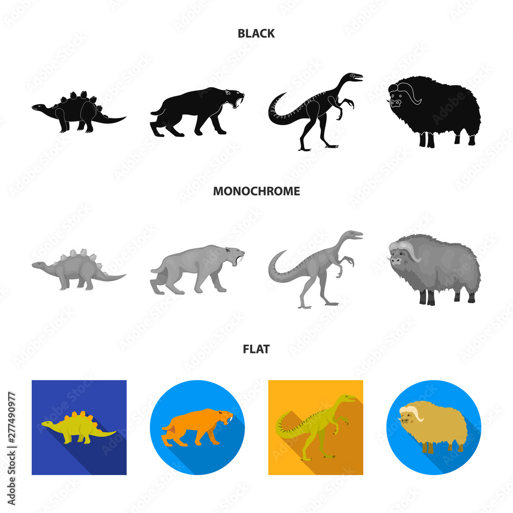 Fototapeta premium Vector illustration of animal and character symbol. Set of animal and ancient vector icon for stock.