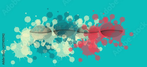 abstract celestial eye lashes ornament blue red