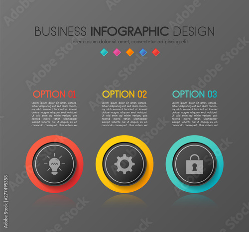 Circle infographic with 3 options. Vector