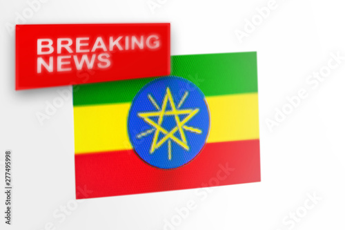 Breaking news, Ethiopia country's flag and the inscription news