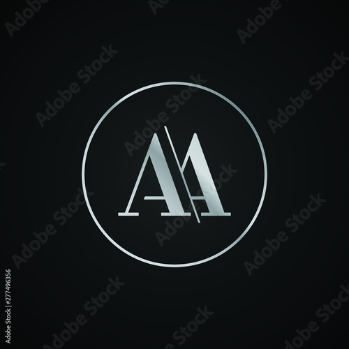 AA initial letter elegant Logo template vector creative business black and silver color based