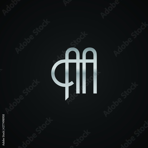 AA initial letter elegant Logo template vector creative business black and silver color based