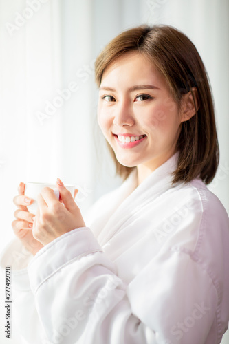 woman enjoy coffee in morning