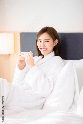 woman enjoy coffee in morning