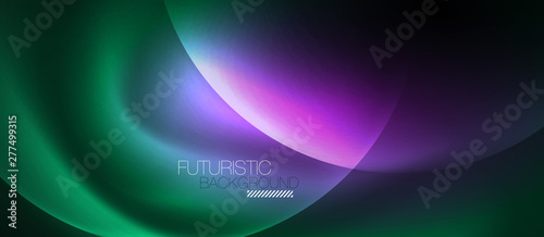 Neon glowing circles vector abstract background