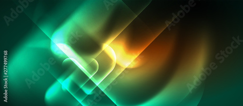 Neon glowing techno lines, hi-tech futuristic abstract background template