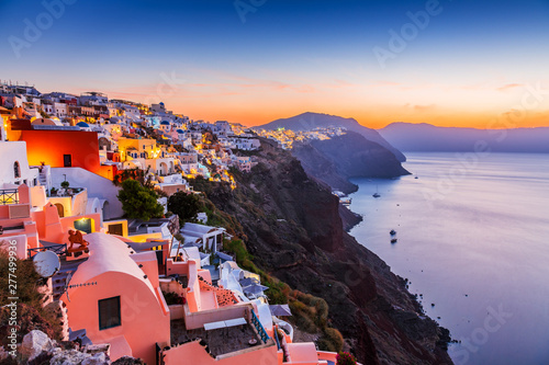 Santorini, Greece. The picturesque Oia village at sunrise. © SCStock