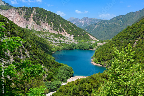 View of the impressive Stefaniada Lake, one of the so-called Dragon Lakes, on the Agrafa massif, near Agrafa village in Thessaly, Greece
