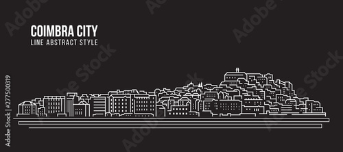 Cityscape Building Line art Vector Illustration design - coimbra city