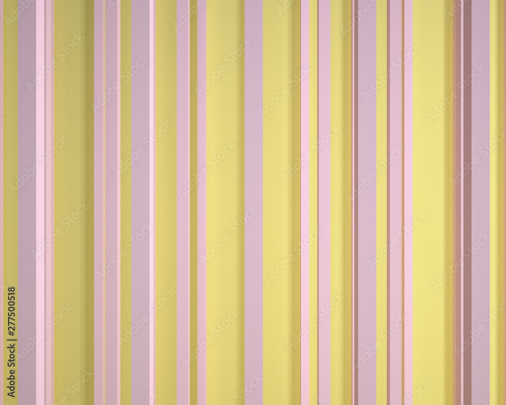 Abstract 3d render design of a pastel yellow and pink vertical striped bar code-looking minimal background