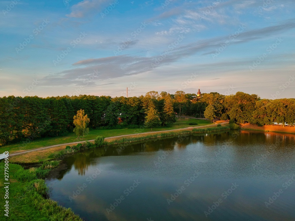 Fototapeta premium Aerial view of Nesvizh, Minsk region, Belarus