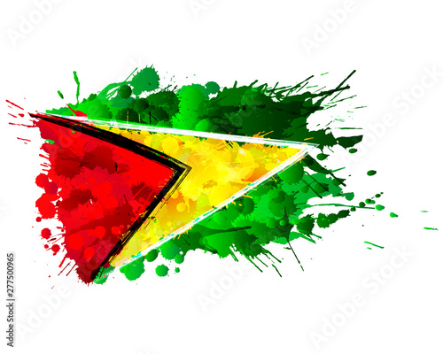 Flag of Co-operative Republic of Guyana made of colorful splashes photo