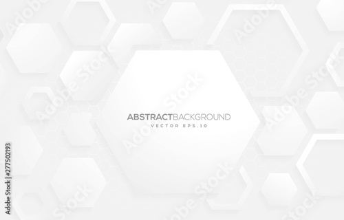 white abstract background design with hexagon and geometric concept, use for business banner and web banner template