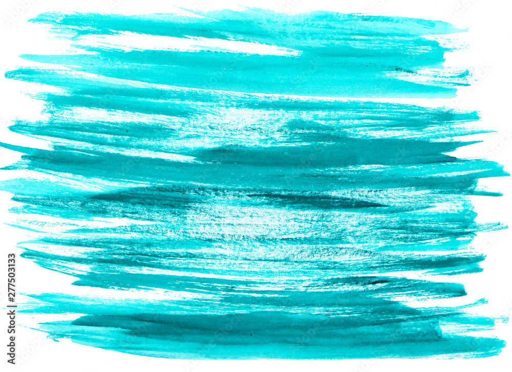 Abstract turquoise watercolor on white background. Digital art painting.