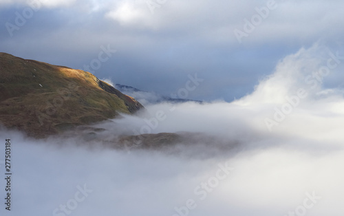 Cloud inversion over Patterdale with Arnison Crag to the left in the Lake District.