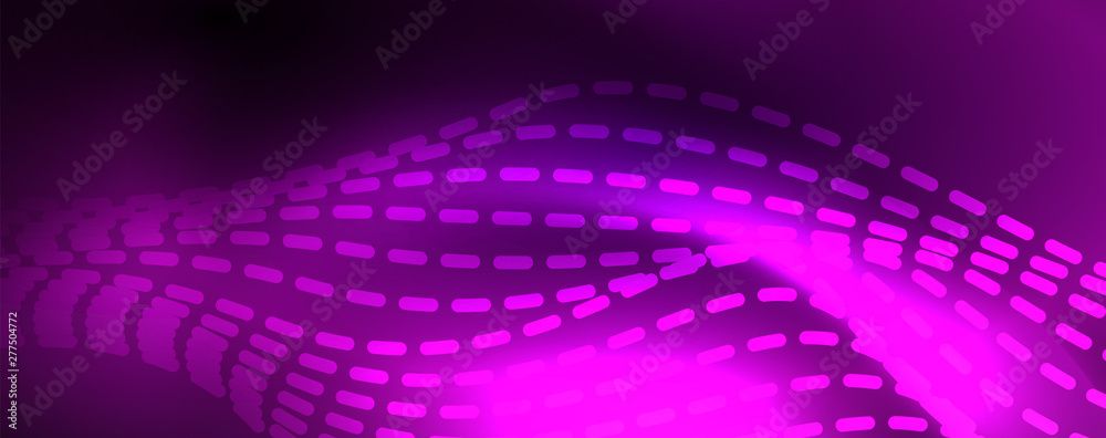 Obraz premium Neon vector wave lines abstract background, magic futuristic techno design