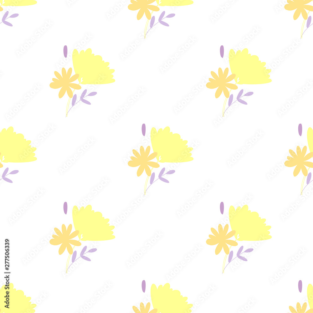 yellow warm simple plain vector smooth flowers in seamless pattern