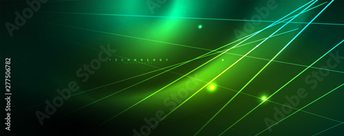 Vector neon light lines concept, abstract background