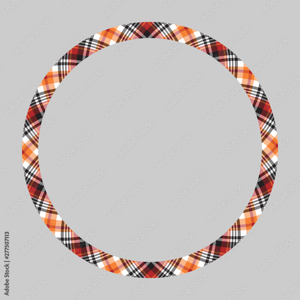 Circle borders and frames vector. Round border pattern geometric vintage frame design. Scottish tartan plaid fabric texture. Template for gift card, collage, scrapbook or photo album and portrait.. Circle borders and frames vector. Round border pattern geometric vintage frame design. Scottish tartan plaid fabric texture. Template for gift card, collage, scrapbook or photo album and portrait..