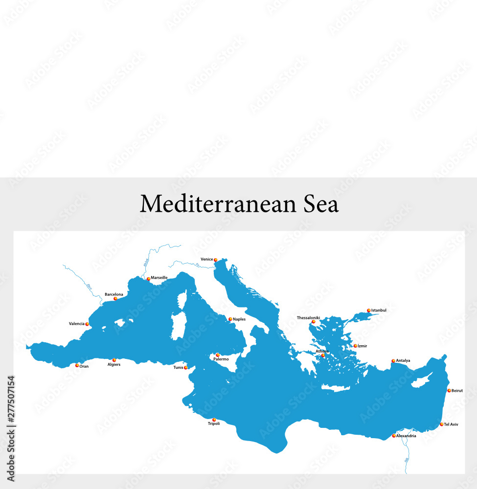 small outline map of the mediterranean sea